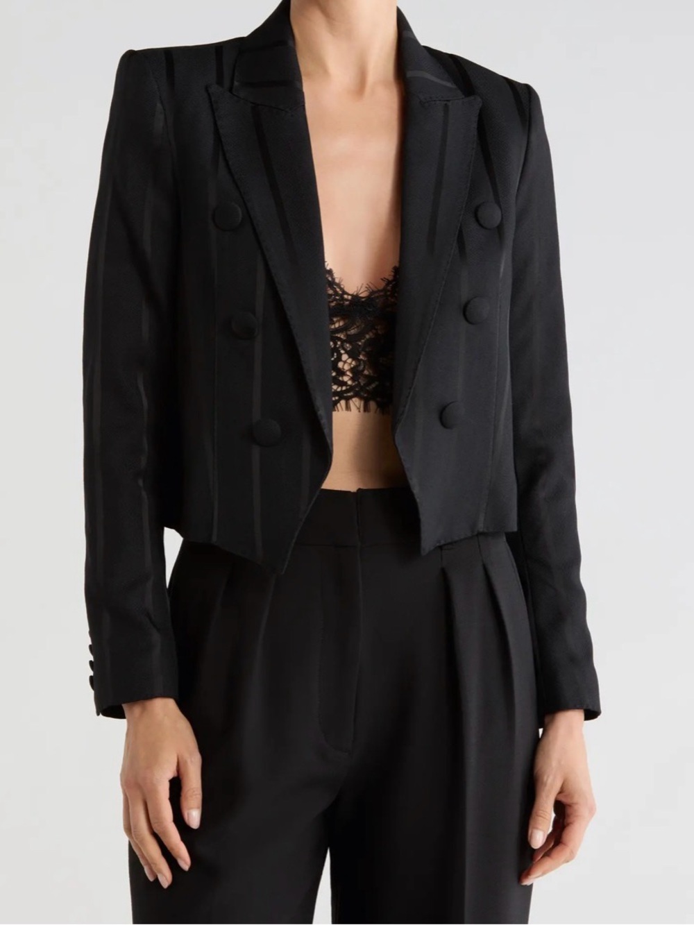 NWT L’AGENCE Lila Boxy Cropped Blazer Black Size 4 $795